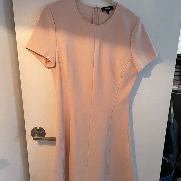 NWT Theory Pink Shift Crepe Dress Size 4 (Originally $365) - Picture 2 of 5